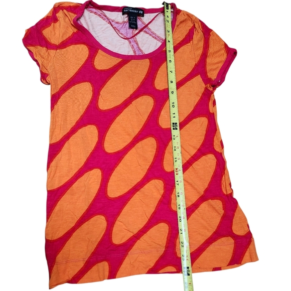 Marimekko for H&M Top Shirt Blouse Orange Dots Pink 100% Viscose Women's Size M - Picture 5 of 6